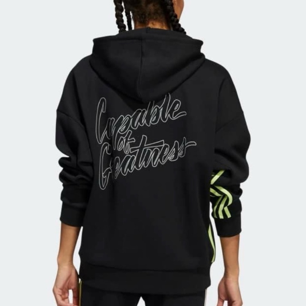 Adidas Peloton Black Hoodie with Neon Green Accents Capable of Greatness